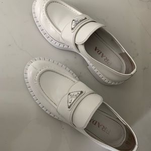 Prada chocolate brushed leather loafer size 37